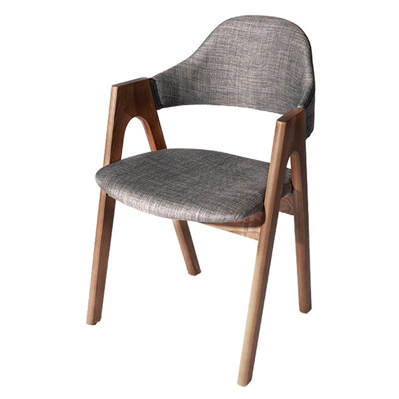 Scandinavian Rubberwood Open Arm Chair Upholstered Dining Chair with Wood Legs Dark Gray 1 Piece Clearhalo ' kitchen&dining_furn' 'Dining Chairs' 'Dining Tables & Seating' 'dining_chair' 'furn' 'furn_dining_chair' 'Furniture' 'furniture_dining_chair' 'Kitchen & Dining Furniture' 'kitchen' 3672546