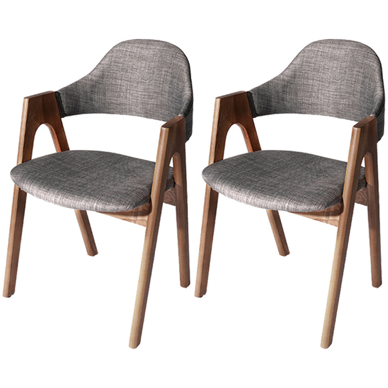 Scandinavian Rubberwood Open Arm Chair Upholstered Dining Chair with Wood Legs Dark Gray 2 Piece Set Clearhalo ' kitchen&dining_furn' 'Dining Chairs' 'Dining Tables & Seating' 'dining_chair' 'furn' 'furn_dining_chair' 'Furniture' 'furniture_dining_chair' 'Kitchen & Dining Furniture' 'kitchen' 3672547