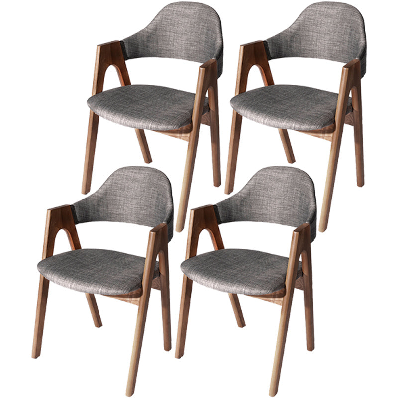 Scandinavian Rubberwood Open Arm Chair Upholstered Dining Chair with Wood Legs Dark Gray 4 Piece Set Clearhalo ' kitchen&dining_furn' 'Dining Chairs' 'Dining Tables & Seating' 'dining_chair' 'furn' 'furn_dining_chair' 'Furniture' 'furniture_dining_chair' 'Kitchen & Dining Furniture' 'kitchen' 3672550