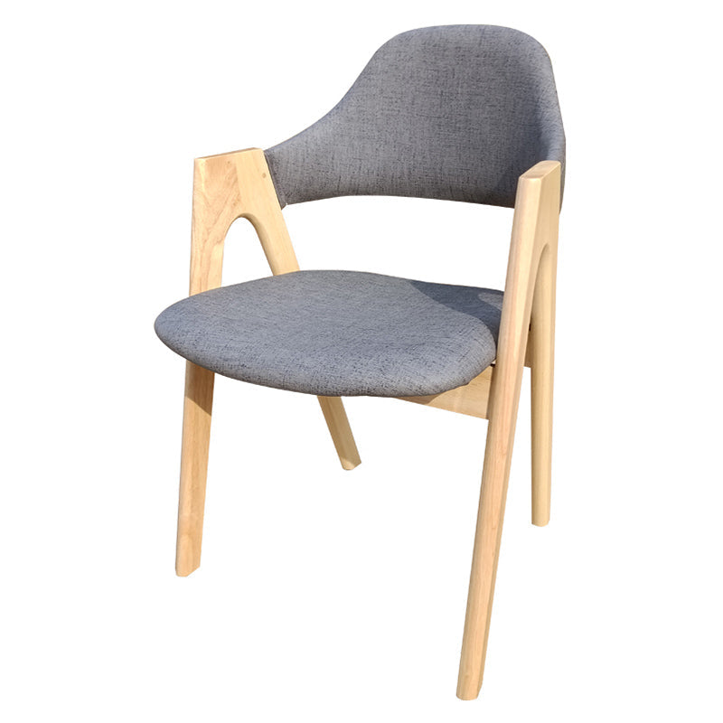 Scandinavian Rubberwood Open Arm Chair Upholstered Dining Chair with Wood Legs Grey 1 Piece Clearhalo ' kitchen&dining_furn' 'Dining Chairs' 'Dining Tables & Seating' 'dining_chair' 'furn' 'furn_dining_chair' 'Furniture' 'furniture_dining_chair' 'Kitchen & Dining Furniture' 'kitchen' 3672551