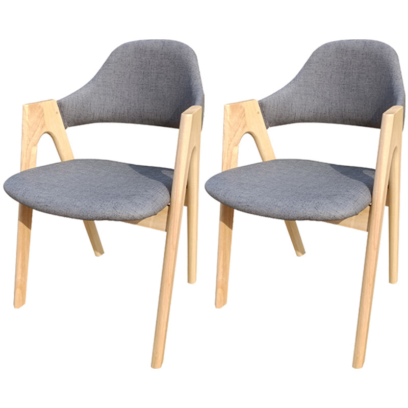 Scandinavian Rubberwood Open Arm Chair Upholstered Dining Chair with Wood Legs Grey 2 Piece Set Clearhalo ' kitchen&dining_furn' 'Dining Chairs' 'Dining Tables & Seating' 'dining_chair' 'furn' 'furn_dining_chair' 'Furniture' 'furniture_dining_chair' 'Kitchen & Dining Furniture' 'kitchen' 3672553