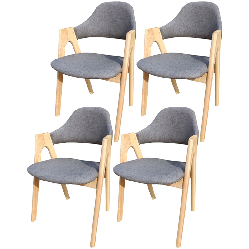 Scandinavian Rubberwood Open Arm Chair Upholstered Dining Chair with Wood Legs Grey 4 Piece Set Clearhalo ' kitchen&dining_furn' 'Dining Chairs' 'Dining Tables & Seating' 'dining_chair' 'furn' 'furn_dining_chair' 'Furniture' 'furniture_dining_chair' 'Kitchen & Dining Furniture' 'kitchen' 3672555