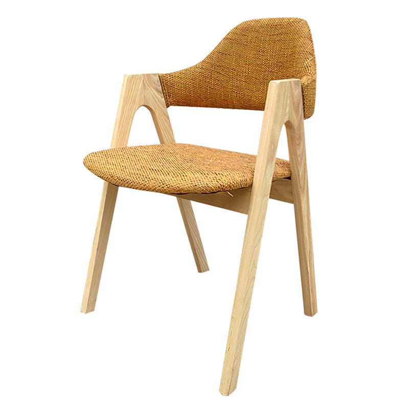Scandinavian Rubberwood Open Arm Chair Upholstered Dining Chair with Wood Legs Ginger 1 Piece Clearhalo ' kitchen&dining_furn' 'Dining Chairs' 'Dining Tables & Seating' 'dining_chair' 'furn' 'furn_dining_chair' 'Furniture' 'furniture_dining_chair' 'Kitchen & Dining Furniture' 'kitchen' 3672557