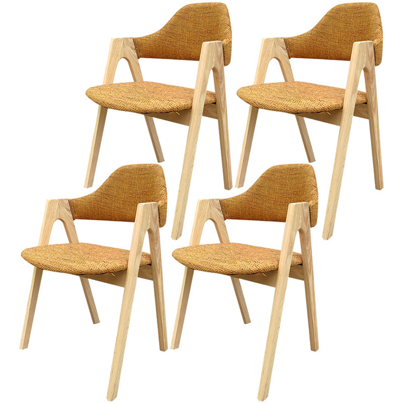 Scandinavian Rubberwood Open Arm Chair Upholstered Dining Chair with Wood Legs Ginger 4 Piece Set Clearhalo ' kitchen&dining_furn' 'Dining Chairs' 'Dining Tables & Seating' 'dining_chair' 'furn' 'furn_dining_chair' 'Furniture' 'furniture_dining_chair' 'Kitchen & Dining Furniture' 'kitchen' 3672561