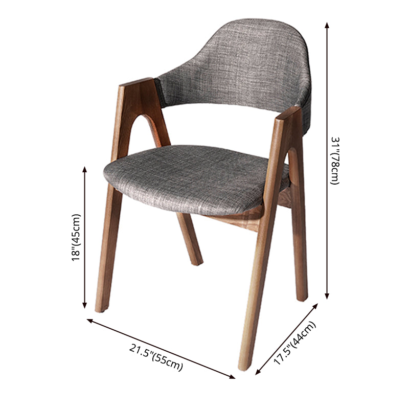 Scandinavian Rubberwood Open Arm Chair Upholstered Dining Chair with Wood Legs Clearhalo ' kitchen&dining_furn' 'Dining Chairs' 'Dining Tables & Seating' 'dining_chair' 'furn' 'furn_dining_chair' 'Furniture' 'furniture_dining_chair' 'Kitchen & Dining Furniture' 'kitchen' 3672564