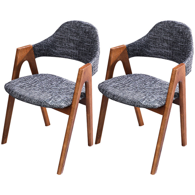 Scandinavian Rubberwood Open Arm Chair Upholstered Dining Chair with Wood Legs Silver Gray 2 Piece Set Clearhalo ' kitchen&dining_furn' 'Dining Chairs' 'Dining Tables & Seating' 'dining_chair' 'furn' 'furn_dining_chair' 'Furniture' 'furniture_dining_chair' 'Kitchen & Dining Furniture' 'kitchen' 3672565