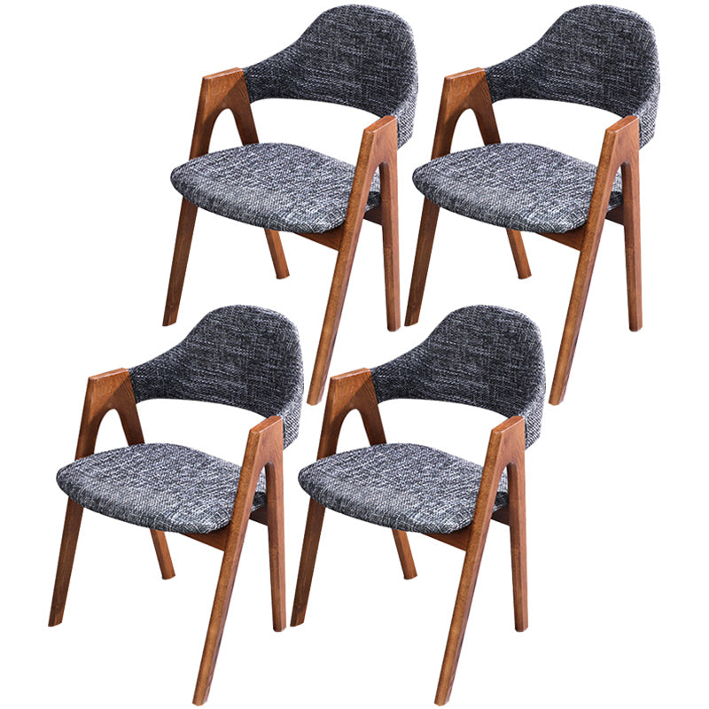 Scandinavian Rubberwood Open Arm Chair Upholstered Dining Chair with Wood Legs Silver Gray 4 Piece Set Clearhalo ' kitchen&dining_furn' 'Dining Chairs' 'Dining Tables & Seating' 'dining_chair' 'furn' 'furn_dining_chair' 'Furniture' 'furniture_dining_chair' 'Kitchen & Dining Furniture' 'kitchen' 3672566