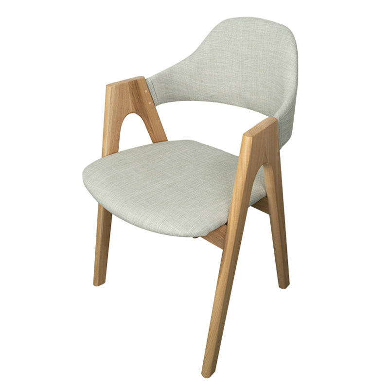 Scandinavian Rubberwood Open Arm Chair Upholstered Dining Chair with Wood Legs Light Gray 1 Piece Clearhalo ' kitchen&dining_furn' 'Dining Chairs' 'Dining Tables & Seating' 'dining_chair' 'furn' 'furn_dining_chair' 'Furniture' 'furniture_dining_chair' 'Kitchen & Dining Furniture' 'kitchen' 3672567