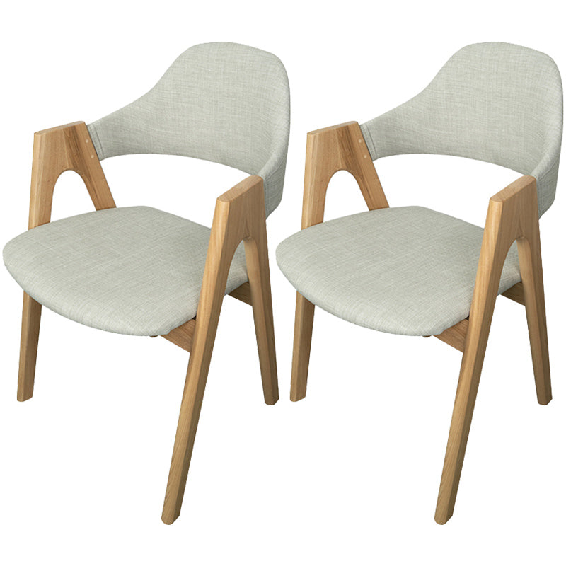 Scandinavian Rubberwood Open Arm Chair Upholstered Dining Chair with Wood Legs Light Gray 2 Piece Set Clearhalo ' kitchen&dining_furn' 'Dining Chairs' 'Dining Tables & Seating' 'dining_chair' 'furn' 'furn_dining_chair' 'Furniture' 'furniture_dining_chair' 'Kitchen & Dining Furniture' 'kitchen' 3672568