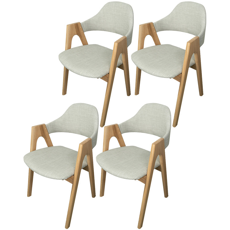 Scandinavian Rubberwood Open Arm Chair Upholstered Dining Chair with Wood Legs Light Gray 4 Piece Set Clearhalo ' kitchen&dining_furn' 'Dining Chairs' 'Dining Tables & Seating' 'dining_chair' 'furn' 'furn_dining_chair' 'Furniture' 'furniture_dining_chair' 'Kitchen & Dining Furniture' 'kitchen' 3672569