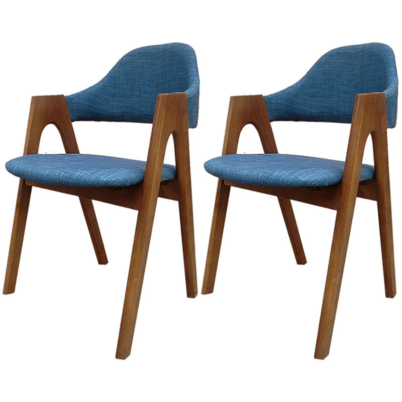 Scandinavian Rubberwood Open Arm Chair Upholstered Dining Chair with Wood Legs Blue 2 Piece Set Clearhalo ' kitchen&dining_furn' 'Dining Chairs' 'Dining Tables & Seating' 'dining_chair' 'furn' 'furn_dining_chair' 'Furniture' 'furniture_dining_chair' 'Kitchen & Dining Furniture' 'kitchen' 3672571