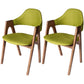 Scandinavian Rubberwood Open Arm Chair Upholstered Dining Chair with Wood Legs Green 2 Piece Set Clearhalo ' kitchen&dining_furn' 'Dining Chairs' 'Dining Tables & Seating' 'dining_chair' 'furn' 'furn_dining_chair' 'Furniture' 'furniture_dining_chair' 'Kitchen & Dining Furniture' 'kitchen' 3672574