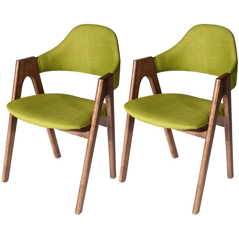 Scandinavian Rubberwood Open Arm Chair Upholstered Dining Chair with Wood Legs Green 2 Piece Set Clearhalo ' kitchen&dining_furn' 'Dining Chairs' 'Dining Tables & Seating' 'dining_chair' 'furn' 'furn_dining_chair' 'Furniture' 'furniture_dining_chair' 'Kitchen & Dining Furniture' 'kitchen' 3672574