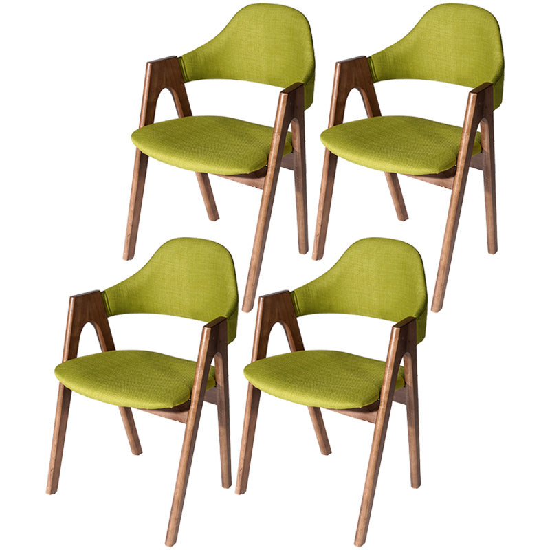 Scandinavian Rubberwood Open Arm Chair Upholstered Dining Chair with Wood Legs Green 4 Piece Set Clearhalo ' kitchen&dining_furn' 'Dining Chairs' 'Dining Tables & Seating' 'dining_chair' 'furn' 'furn_dining_chair' 'Furniture' 'furniture_dining_chair' 'Kitchen & Dining Furniture' 'kitchen' 3672575