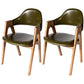 Scandinavian Rubberwood Open Arm Chair Upholstered Dining Chair with Wood Legs Dark Army Green 2 Piece Set Clearhalo ' kitchen&dining_furn' 'Dining Chairs' 'Dining Tables & Seating' 'dining_chair' 'furn' 'furn_dining_chair' 'Furniture' 'furniture_dining_chair' 'Kitchen & Dining Furniture' 'kitchen' 3672577
