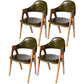 Scandinavian Rubberwood Open Arm Chair Upholstered Dining Chair with Wood Legs Dark Army Green 4 Piece Set Clearhalo ' kitchen&dining_furn' 'Dining Chairs' 'Dining Tables & Seating' 'dining_chair' 'furn' 'furn_dining_chair' 'Furniture' 'furniture_dining_chair' 'Kitchen & Dining Furniture' 'kitchen' 3672578