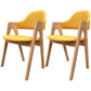 Scandinavian Rubberwood Open Arm Chair Upholstered Dining Chair with Wood Legs Yellow 2 Piece Set Clearhalo ' kitchen&dining_furn' 'Dining Chairs' 'Dining Tables & Seating' 'dining_chair' 'furn' 'furn_dining_chair' 'Furniture' 'furniture_dining_chair' 'Kitchen & Dining Furniture' 'kitchen' 3672580