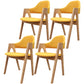 Scandinavian Rubberwood Open Arm Chair Upholstered Dining Chair with Wood Legs Yellow 4 Piece Set Clearhalo ' kitchen&dining_furn' 'Dining Chairs' 'Dining Tables & Seating' 'dining_chair' 'furn' 'furn_dining_chair' 'Furniture' 'furniture_dining_chair' 'Kitchen & Dining Furniture' 'kitchen' 3672581