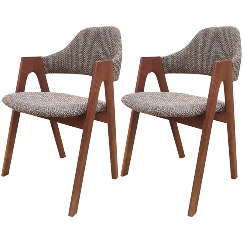 Scandinavian Rubberwood Open Arm Chair Upholstered Dining Chair with Wood Legs Brown 2 Piece Set Clearhalo ' kitchen&dining_furn' 'Dining Chairs' 'Dining Tables & Seating' 'dining_chair' 'furn' 'furn_dining_chair' 'Furniture' 'furniture_dining_chair' 'Kitchen & Dining Furniture' 'kitchen' 3672583