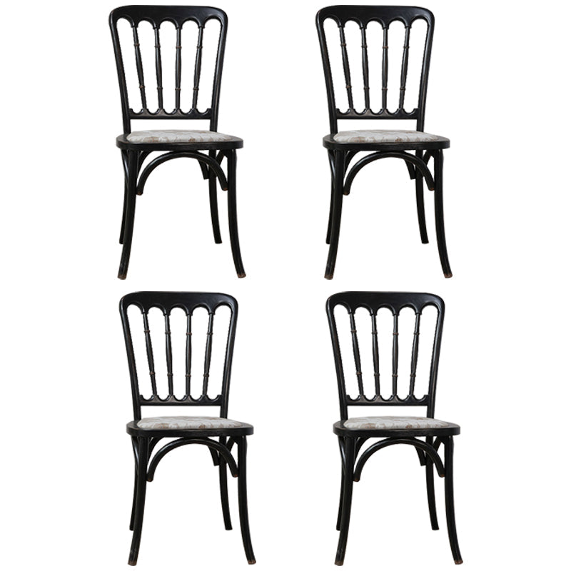 Wood Farmhouse Restaurant Side Chair Slat Back Vintage Tone Dining Chair Black 4 Piece Set Clearhalo ' kitchen&dining_furn' 'Dining Chairs' 'Dining Tables & Seating' 'dining_chair' 'furn' 'furn_dining_chair' 'Furniture' 'furniture_dining_chair' 'Kitchen & Dining Furniture' 'kitchen' 3672608
