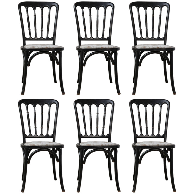 Wood Farmhouse Restaurant Side Chair Slat Back Vintage Tone Dining Chair Black 6 Piece Set Clearhalo ' kitchen&dining_furn' 'Dining Chairs' 'Dining Tables & Seating' 'dining_chair' 'furn' 'furn_dining_chair' 'Furniture' 'furniture_dining_chair' 'Kitchen & Dining Furniture' 'kitchen' 3672609