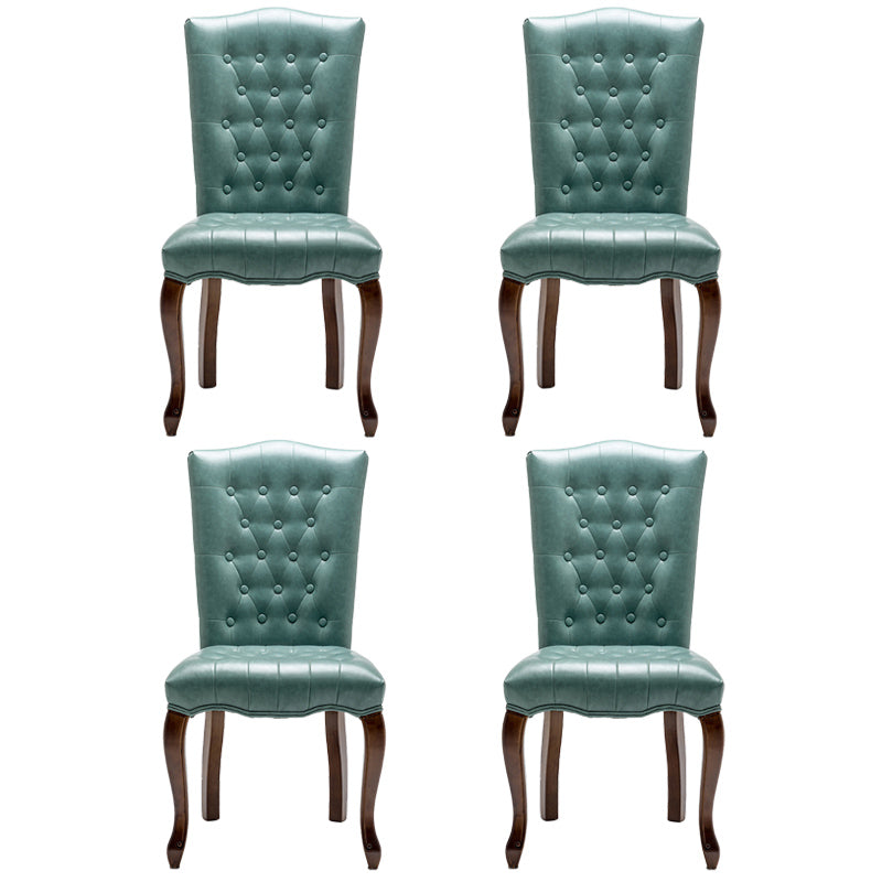 Wood Traditional Dining Side Chair with Color Cushion Parsons Chair for Home Blue-Green 4 Piece Set Clearhalo ' kitchen&dining_furn' 'Dining Chairs' 'Dining Tables & Seating' 'dining_chair' 'furn' 'furn_dining_chair' 'Furniture' 'furniture_dining_chair' 'Kitchen & Dining Furniture' 'kitchen' 3672658
