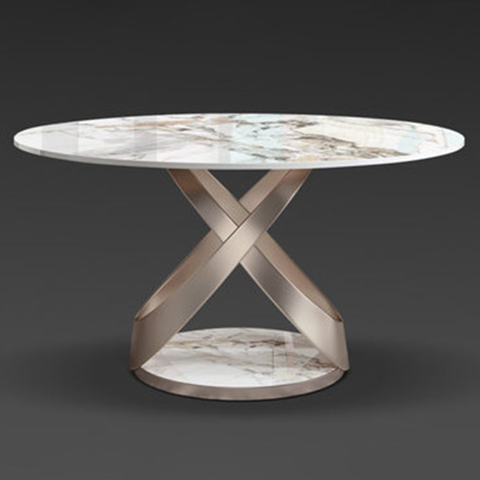Modern Round Dining Table Sintered Stone Dining Table with Pedestal Table Round Without Chairs Clearhalo ' dining_table' 'Dining Tables & Seating' 'Dining Tables' 'furn' 'furn_dining_table' 'Furniture' 'furniture_dining_table' 'Kitchen & Dining Furniture' 'kitchen&dining_furn' 'kitchen' 'kitchen_dining_table' 3672660