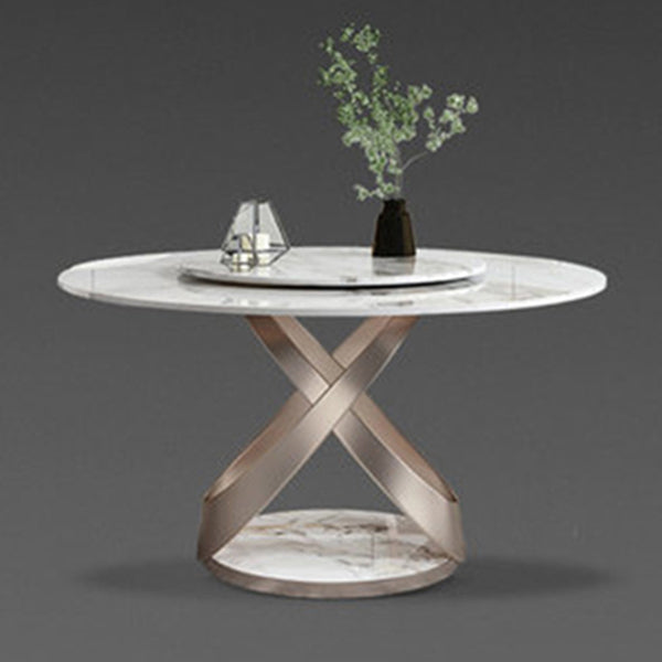Modern Round Dining Table Sintered Stone Dining Table with Pedestal Table Lazy Susan Without Chairs Clearhalo ' dining_table' 'Dining Tables & Seating' 'Dining Tables' 'furn' 'furn_dining_table' 'Furniture' 'furniture_dining_table' 'Kitchen & Dining Furniture' 'kitchen&dining_furn' 'kitchen' 'kitchen_dining_table' 3672664