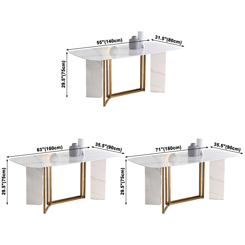 Metal Modern Rectangle Dining Table High Gloss White Sintered Stone Table for Dining Room Clearhalo ' dining_table' 'Dining Tables & Seating' 'Dining Tables' 'furn' 'furn_dining_table' 'Furniture' 'furniture_dining_table' 'Kitchen & Dining Furniture' 'kitchen&dining_furn' 'kitchen' 'kitchen_dining_table' 3672677