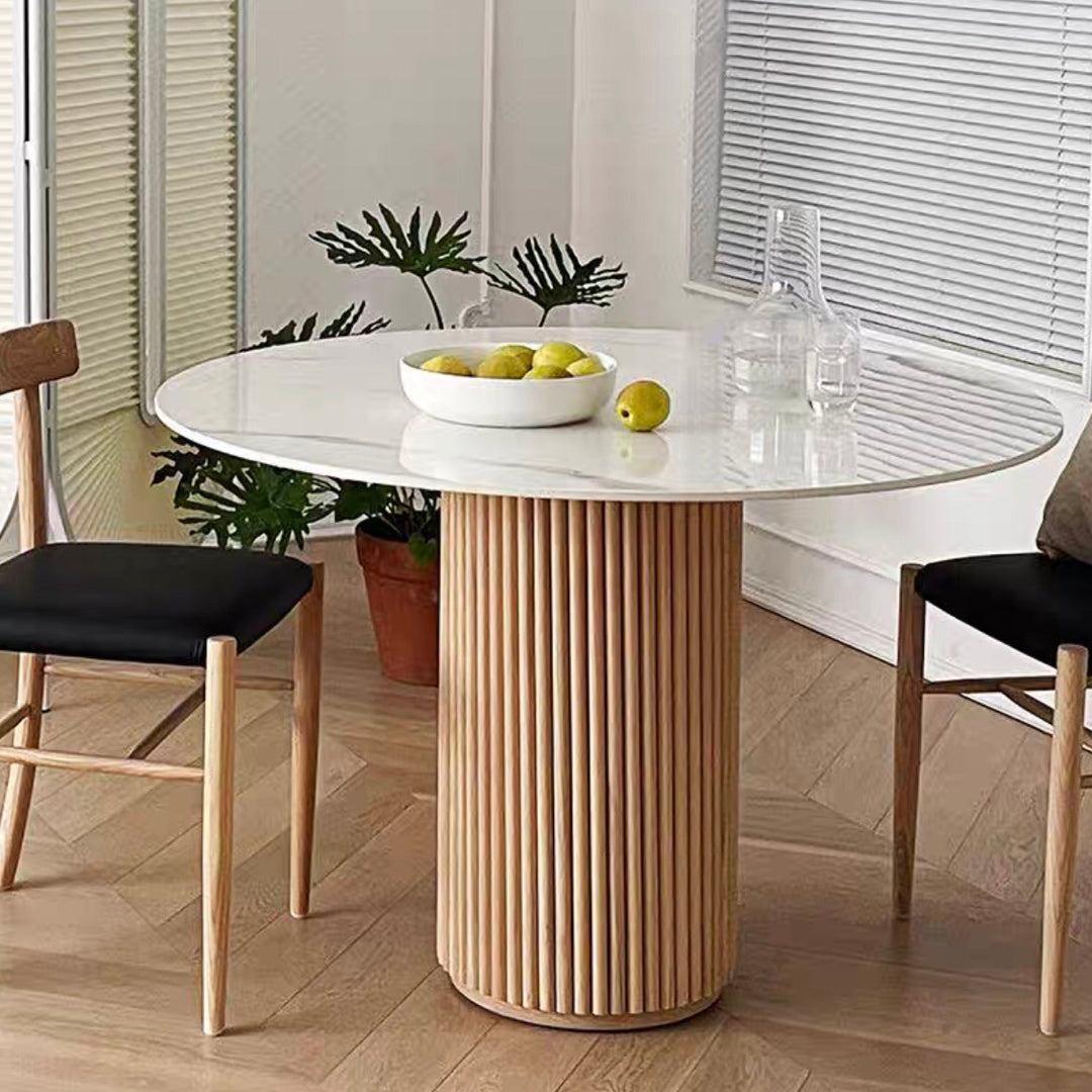 Round Shape White Dining Table Sintered Stone Table Contemporary with Pedestal Clearhalo ' dining_table' 'Dining Tables & Seating' 'Dining Tables' 'furn' 'furn_dining_table' 'Furniture' 'furniture_dining_table' 'Kitchen & Dining Furniture' 'kitchen&dining_furn' 'kitchen' 'kitchen_dining_table' 3672678