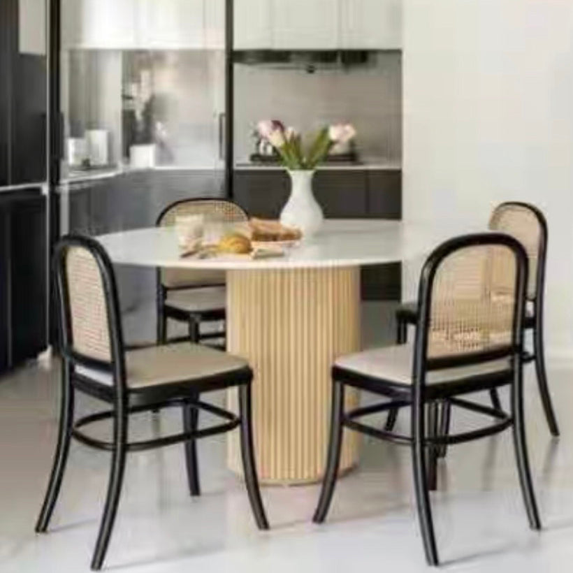 Round Shape White Dining Table Sintered Stone Table Contemporary with Pedestal Clearhalo ' dining_table' 'Dining Tables & Seating' 'Dining Tables' 'furn' 'furn_dining_table' 'Furniture' 'furniture_dining_table' 'Kitchen & Dining Furniture' 'kitchen&dining_furn' 'kitchen' 'kitchen_dining_table' 3672680