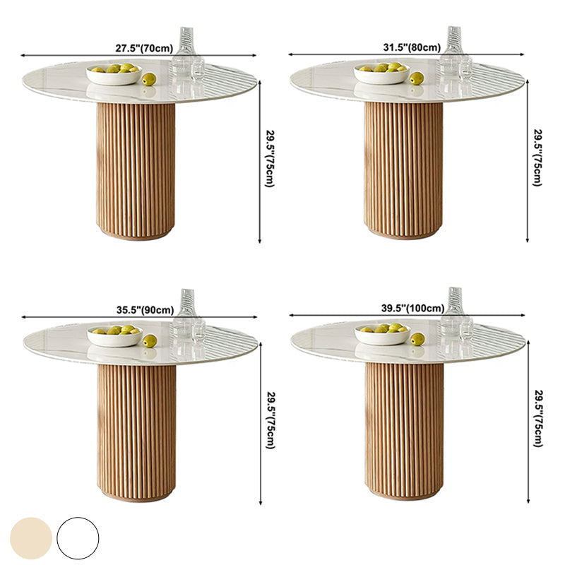 Round Shape White Dining Table Sintered Stone Table Contemporary with Pedestal Clearhalo ' dining_table' 'Dining Tables & Seating' 'Dining Tables' 'furn' 'furn_dining_table' 'Furniture' 'furniture_dining_table' 'Kitchen & Dining Furniture' 'kitchen&dining_furn' 'kitchen' 'kitchen_dining_table' 3672684