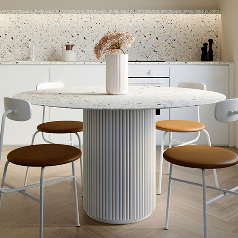 Round Shape White Dining Table Sintered Stone Table Contemporary with Pedestal Clearhalo ' dining_table' 'Dining Tables & Seating' 'Dining Tables' 'furn' 'furn_dining_table' 'Furniture' 'furniture_dining_table' 'Kitchen & Dining Furniture' 'kitchen&dining_furn' 'kitchen' 'kitchen_dining_table' 3672686