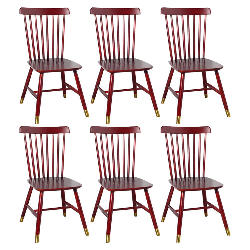 Traditional Wood Windsor Back Side Chair 19'' Wide Indoor Dining Chair Red Brown 6 Piece Set Clearhalo ' kitchen&dining_furn' 'Dining Chairs' 'Dining Tables & Seating' 'dining_chair' 'furn' 'furn_dining_chair' 'Furniture' 'furniture_dining_chair' 'Kitchen & Dining Furniture' 'kitchen' 3696637