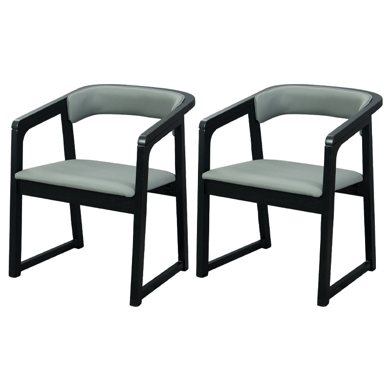 Modern Wood Indoor-Outdoor Chair with Arm Home Open Back Dining Side Chair Grey 2 Piece Set Black Clearhalo ' kitchen&dining_furn' 'Dining Chairs' 'Dining Tables & Seating' 'dining_chair' 'furn' 'furn_dining_chair' 'Furniture' 'furniture_dining_chair' 'Kitchen & Dining Furniture' 'kitchen' 3698196