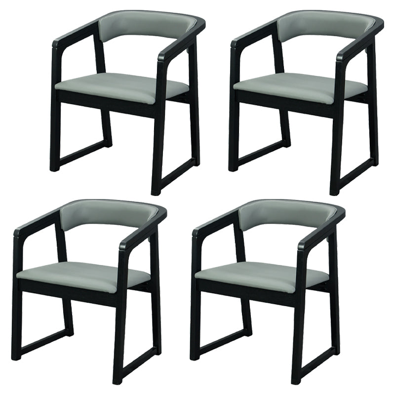 Modern Wood Indoor-Outdoor Chair with Arm Home Open Back Dining Side Chair Grey 4 Piece Set Black Clearhalo ' kitchen&dining_furn' 'Dining Chairs' 'Dining Tables & Seating' 'dining_chair' 'furn' 'furn_dining_chair' 'Furniture' 'furniture_dining_chair' 'Kitchen & Dining Furniture' 'kitchen' 3698198