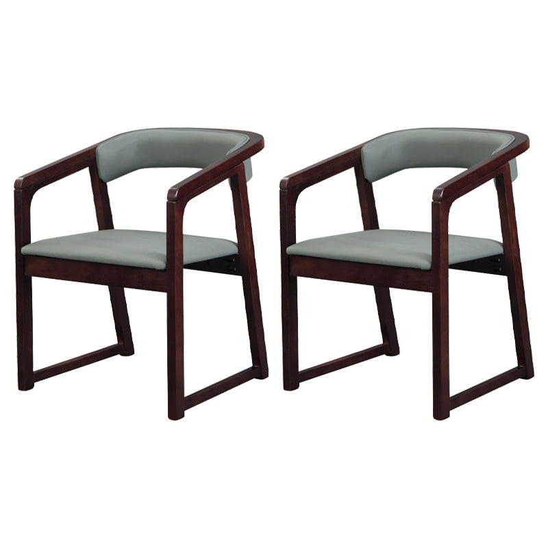 Modern Wood Indoor-Outdoor Chair with Arm Home Open Back Dining Side Chair Grey 2 Piece Set Walnut Clearhalo ' kitchen&dining_furn' 'Dining Chairs' 'Dining Tables & Seating' 'dining_chair' 'furn' 'furn_dining_chair' 'Furniture' 'furniture_dining_chair' 'Kitchen & Dining Furniture' 'kitchen' 3698201