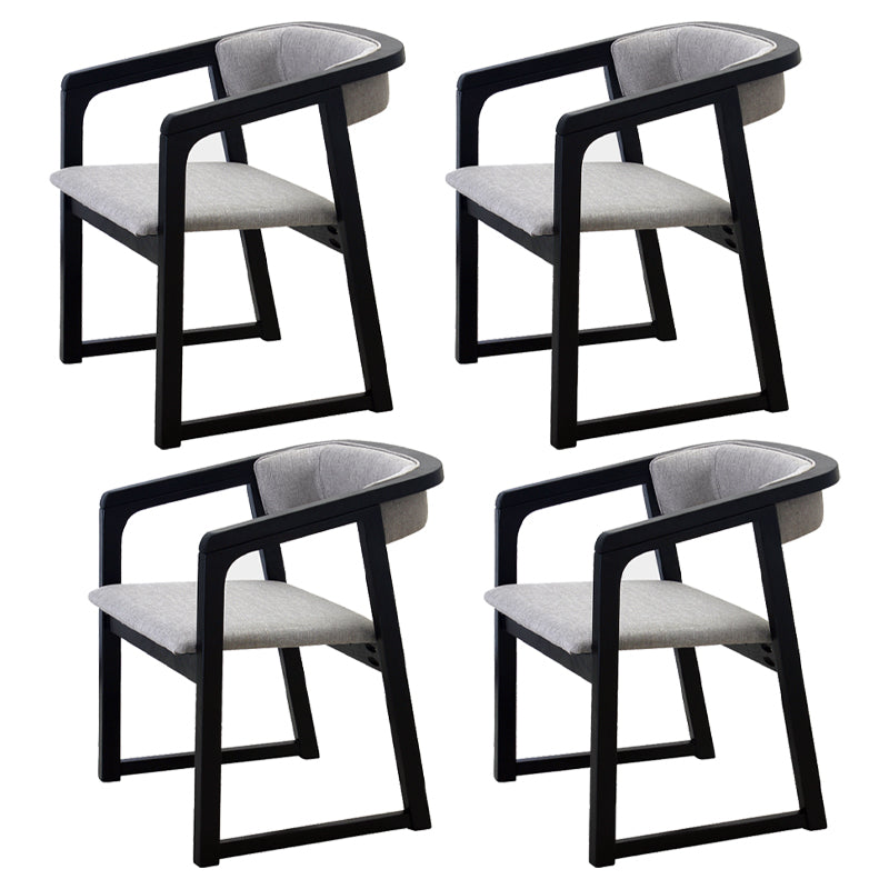 Modern Wood Indoor-Outdoor Chair with Arm Home Open Back Dining Side Chair Light Gray 4 Piece Set Black Clearhalo ' kitchen&dining_furn' 'Dining Chairs' 'Dining Tables & Seating' 'dining_chair' 'furn' 'furn_dining_chair' 'Furniture' 'furniture_dining_chair' 'Kitchen & Dining Furniture' 'kitchen' 3698207