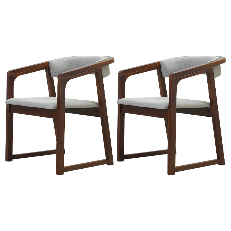 Modern Wood Indoor-Outdoor Chair with Arm Home Open Back Dining Side Chair Light Gray 2 Piece Set Walnut Clearhalo ' kitchen&dining_furn' 'Dining Chairs' 'Dining Tables & Seating' 'dining_chair' 'furn' 'furn_dining_chair' 'Furniture' 'furniture_dining_chair' 'Kitchen & Dining Furniture' 'kitchen' 3698211