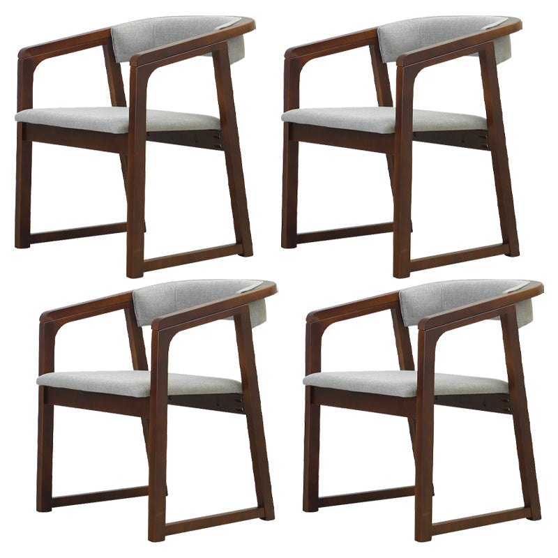 Modern Wood Indoor-Outdoor Chair with Arm Home Open Back Dining Side Chair Light Gray 4 Piece Set Walnut Clearhalo ' kitchen&dining_furn' 'Dining Chairs' 'Dining Tables & Seating' 'dining_chair' 'furn' 'furn_dining_chair' 'Furniture' 'furniture_dining_chair' 'Kitchen & Dining Furniture' 'kitchen' 3698212