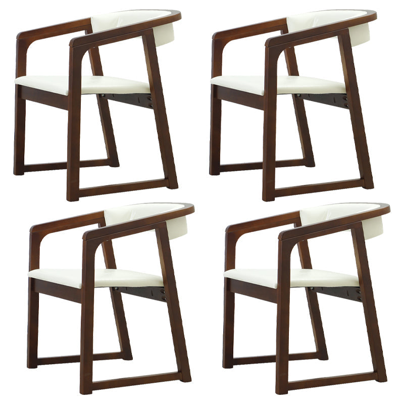 Modern Wood Indoor-Outdoor Chair with Arm Home Open Back Dining Side Chair White 4 Piece Set Walnut Clearhalo ' kitchen&dining_furn' 'Dining Chairs' 'Dining Tables & Seating' 'dining_chair' 'furn' 'furn_dining_chair' 'Furniture' 'furniture_dining_chair' 'Kitchen & Dining Furniture' 'kitchen' 3698223