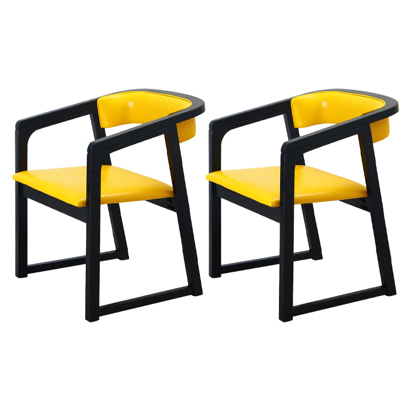 Modern Wood Indoor-Outdoor Chair with Arm Home Open Back Dining Side Chair Yellow 2 Piece Set Black Clearhalo ' kitchen&dining_furn' 'Dining Chairs' 'Dining Tables & Seating' 'dining_chair' 'furn' 'furn_dining_chair' 'Furniture' 'furniture_dining_chair' 'Kitchen & Dining Furniture' 'kitchen' 3698224