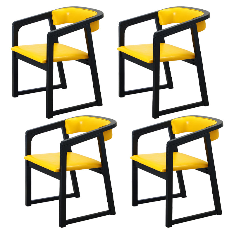 Modern Wood Indoor-Outdoor Chair with Arm Home Open Back Dining Side Chair Yellow 4 Piece Set Black Clearhalo ' kitchen&dining_furn' 'Dining Chairs' 'Dining Tables & Seating' 'dining_chair' 'furn' 'furn_dining_chair' 'Furniture' 'furniture_dining_chair' 'Kitchen & Dining Furniture' 'kitchen' 3698225