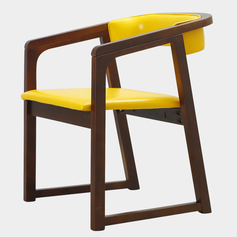 Modern Wood Indoor-Outdoor Chair with Arm Home Open Back Dining Side Chair Yellow 1 Piece Walnut Clearhalo ' kitchen&dining_furn' 'Dining Chairs' 'Dining Tables & Seating' 'dining_chair' 'furn' 'furn_dining_chair' 'Furniture' 'furniture_dining_chair' 'Kitchen & Dining Furniture' 'kitchen' 3698229