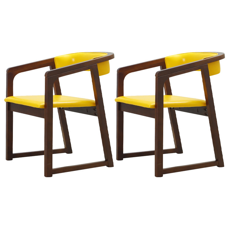 Modern Wood Indoor-Outdoor Chair with Arm Home Open Back Dining Side Chair Yellow 2 Piece Set Walnut Clearhalo ' kitchen&dining_furn' 'Dining Chairs' 'Dining Tables & Seating' 'dining_chair' 'furn' 'furn_dining_chair' 'Furniture' 'furniture_dining_chair' 'Kitchen & Dining Furniture' 'kitchen' 3698230