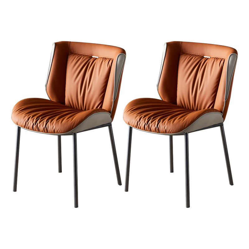 Home Scandinavian Side Chair Upholstered Wingback Metal Dining Room Chair Light Orange 2 Piece Set Gray Clearhalo ' kitchen&dining_furn' 'Dining Chairs' 'Dining Tables & Seating' 'dining_chair' 'furn' 'furn_dining_chair' 'Furniture' 'furniture_dining_chair' 'Kitchen & Dining Furniture' 'kitchen' 3701948