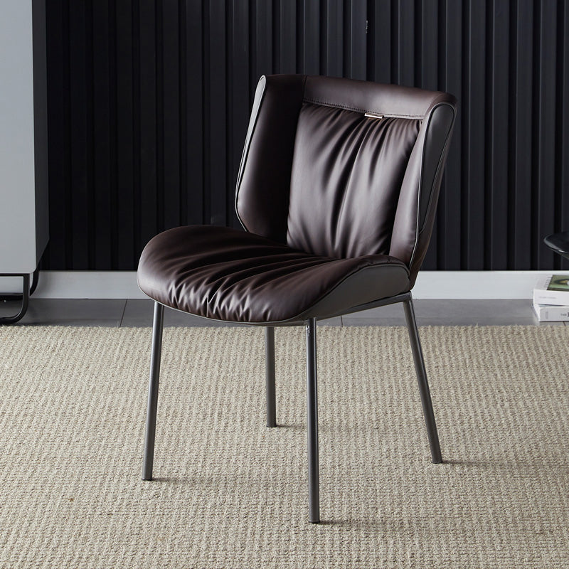 Home Scandinavian Side Chair Upholstered Wingback Metal Dining Room Chair Brown 1 Piece Gray Clearhalo ' kitchen&dining_furn' 'Dining Chairs' 'Dining Tables & Seating' 'dining_chair' 'furn' 'furn_dining_chair' 'Furniture' 'furniture_dining_chair' 'Kitchen & Dining Furniture' 'kitchen' 3701963