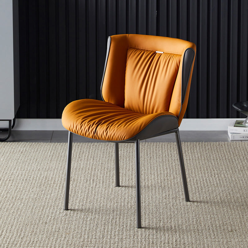 Home Scandinavian Side Chair Upholstered Wingback Metal Dining Room Chair Orange-Gray 1 Piece Gray Clearhalo ' kitchen&dining_furn' 'Dining Chairs' 'Dining Tables & Seating' 'dining_chair' 'furn' 'furn_dining_chair' 'Furniture' 'furniture_dining_chair' 'Kitchen & Dining Furniture' 'kitchen' 3701972