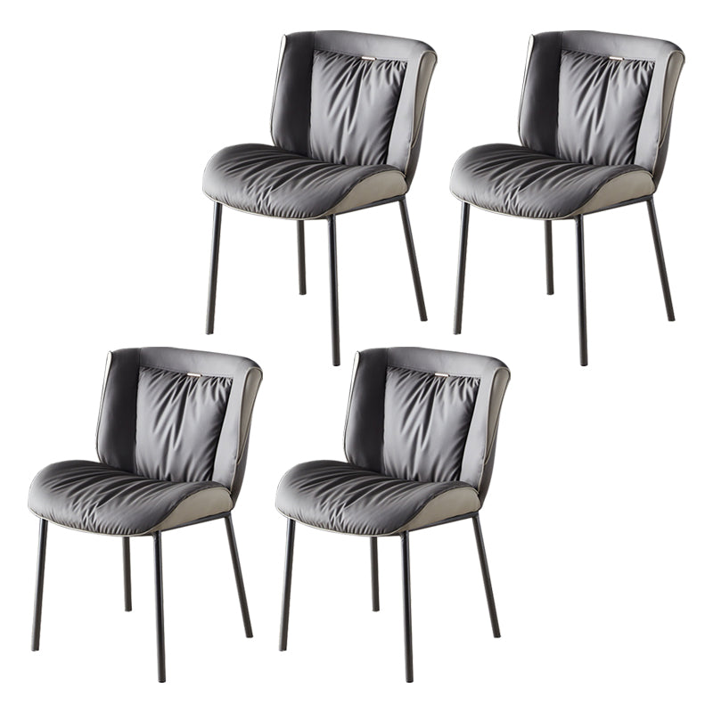Home Scandinavian Side Chair Upholstered Wingback Metal Dining Room Chair Light Gray 4 Piece Set Gray Clearhalo ' kitchen&dining_furn' 'Dining Chairs' 'Dining Tables & Seating' 'dining_chair' 'furn' 'furn_dining_chair' 'Furniture' 'furniture_dining_chair' 'Kitchen & Dining Furniture' 'kitchen' 3701977