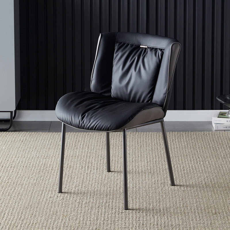 Home Scandinavian Side Chair Upholstered Wingback Metal Dining Room Chair Black-Gray 1 Piece Gray Clearhalo ' kitchen&dining_furn' 'Dining Chairs' 'Dining Tables & Seating' 'dining_chair' 'furn' 'furn_dining_chair' 'Furniture' 'furniture_dining_chair' 'Kitchen & Dining Furniture' 'kitchen' 3701981